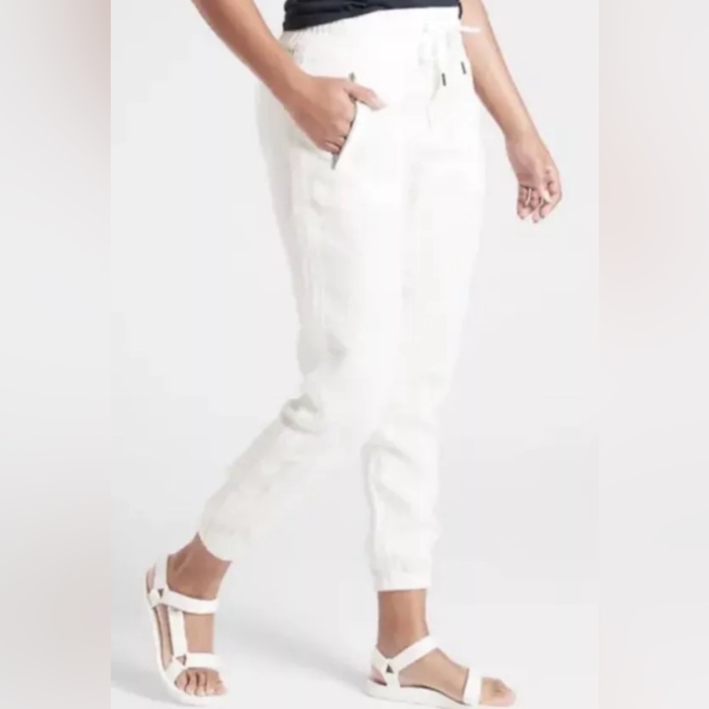 Athleta White Cabo Linen Jogger, Size 2